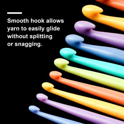 D&D 12pcs 2-10mm Plastic Crochet Hooks Set Comfortable Ergon