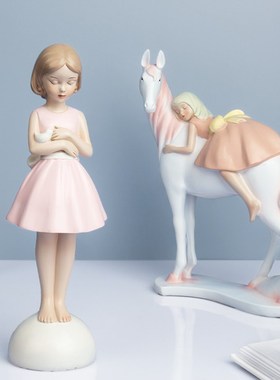 冥想可爱女孩摆件创意家居客厅装饰品女生房间书桌面少女心小摆设