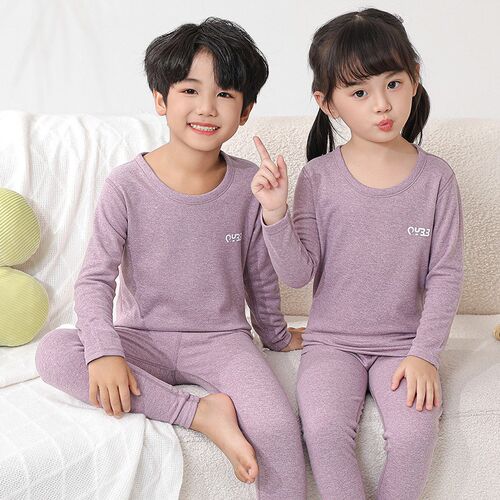 Kids Winter Thermal Underwear Sets w Wool Silk for Boys Girl