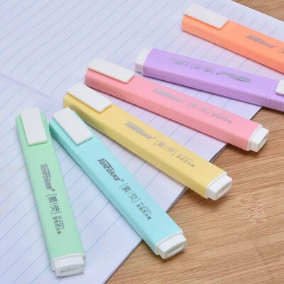 6 Pcs/set Flat Shape Pale Color Highlighter Fluorescent Pen