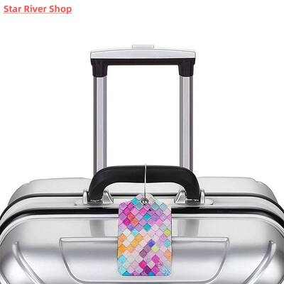 1Pc Travel Accessories Luggage Tag Color Printing PU Suitcas