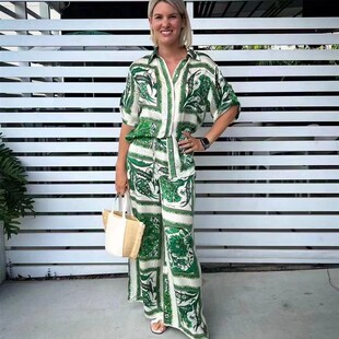 Womens Pajama Set Print Summer Spring Short Sleeve Ladies S