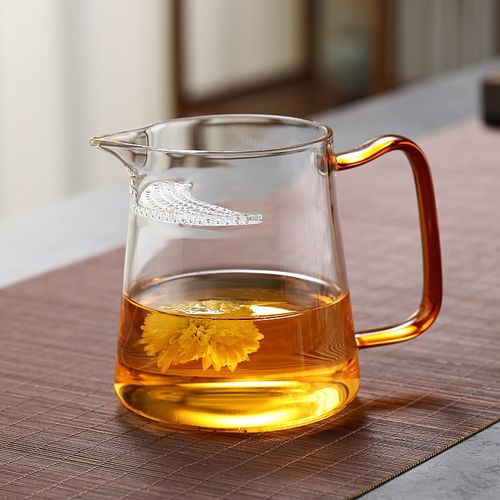 公道杯加厚耐热玻璃泡茶配件一体月牙片过滤茶水分离玻璃杯