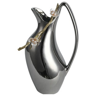 法式银色电镀花瓶壶形不锈钢金属花瓶高级感电视柜装饰设计摆件