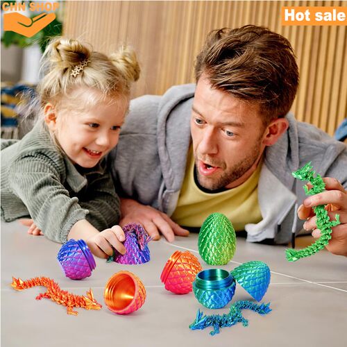 3D Printed Easter Dragon Eggs with Dragon Inside Fidget Toy