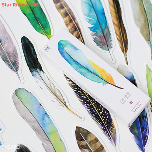 30pcs/pack Feather Shape Box Set Bookmark Stationery Paper R