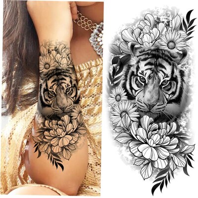 Womens Fashion Flower Temporary Tattoos Sticker Fake Rose
