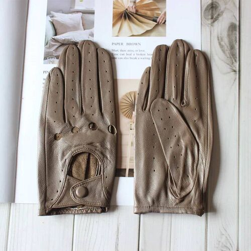New style sheepskin gloves women leather thin single layer u