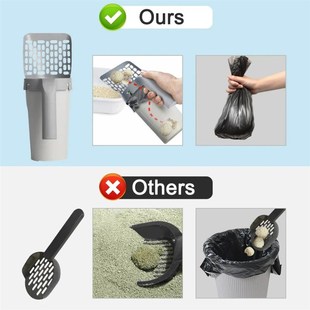 Cat Litter Scoop with Refill Bag For Pet Filter Clean Toilet