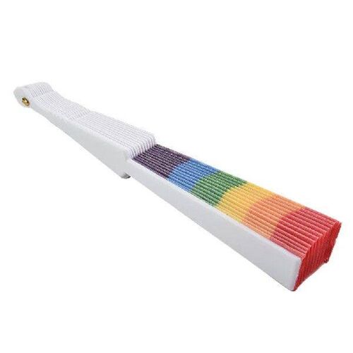 1pc Rainbow Handheld Folding Fan 21/23cm Foldable Hand Fan