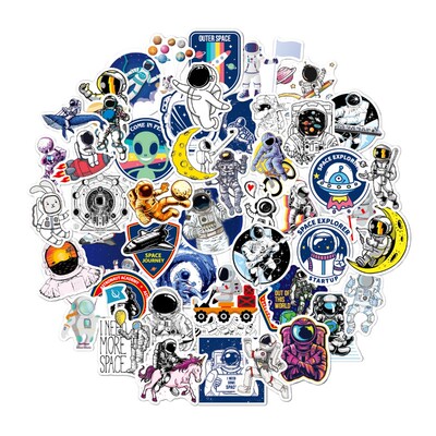 50pcs astronaut space station cartoon stickers moon rocket