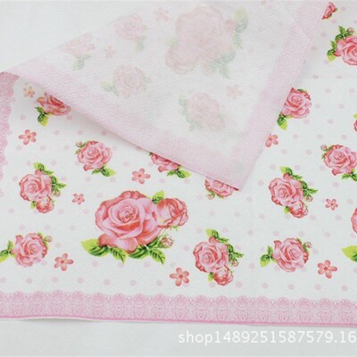 Printed Napkin Paper Rose Tissue Disposable Party Wedding Na
