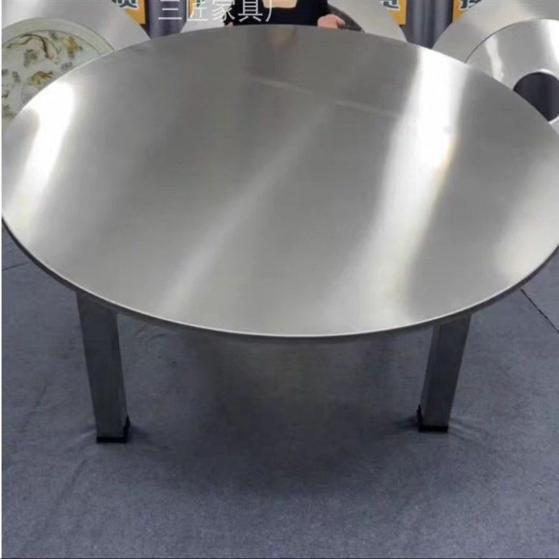 1.5米~2米特大特粗方管桌腿不锈钢外置转盘连体圆桌折叠餐桌,住宅家具,不锈钢/PVC餐桌,淘宝优惠券,粉丝福利购,淘宝优惠卷