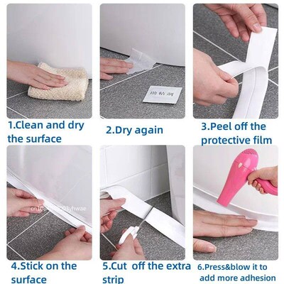 1 Roll PVC Sealing Tape For Bathroom Kitchen Caulk Strip Tap