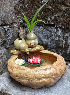 中式家居喷泉水景流水装饰摆件陶瓷工艺品客厅办公室桌面加湿摆设