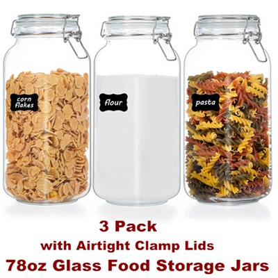 Glass Food Storage Jars Airtight Clamp Lid Kitchen Canisters
