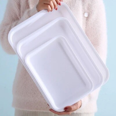 Plastic Rectangular Deepening Tray  Dish Bread Plate Breakfa