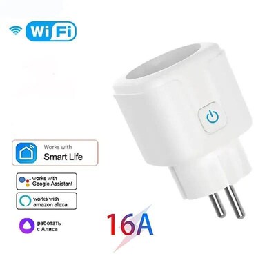 Tuya Wifi Smart Socket EU Plug 16/20A Power Monitor Remote C
