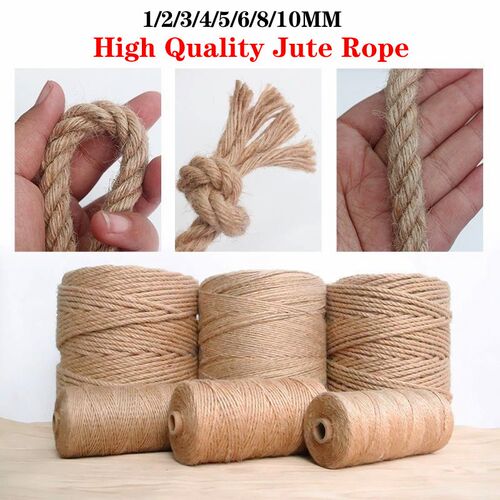 1mm-10mm Natural Jute Rope String Ribbon Crafts DIY Vintage