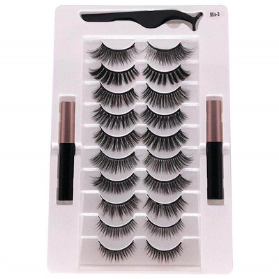 Ten Pairs of Double-Tube Magnetic Eyeliner Eyelash Curling
