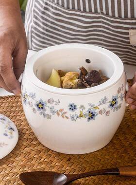 瓷隔水炖盅带盖釉陶下F97T9J56彩工艺高耐温炖盅汤排骨鸡汤滴盅