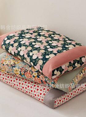 OXR韩睡式碎花全荞荞麦皮枕头护颈椎助眠成人家用壳枕芯硬枕可拆