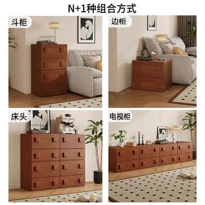 实木中古柜风HHC斗电视机边柜客厅家用地现代简约边柜餐组落合卡