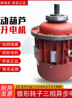 南京特种电机ZD141-4 7.5KW锥形转子异步电机 5T电动葫芦起升电机