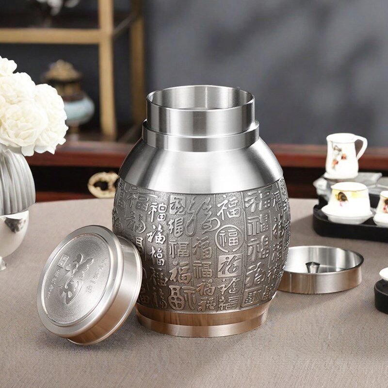 纯锡茶叶罐大号锡茶叶罐精品锡罐礼盒家用装茶叶密封罐半斤装茶仓
