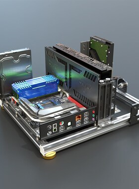 开放机箱EATX水冷ATX大板铝合金散热机箱个性台式机风冷matx全铝