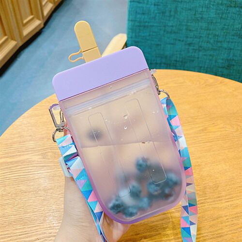 Cute Straw Cup Popsicle Water Bottle Outdoor Juice Drinking