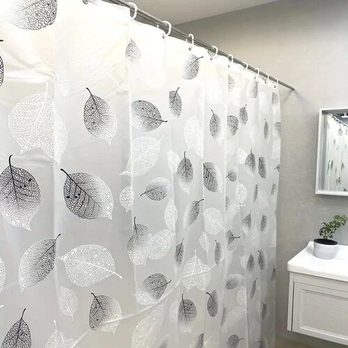 1pc Lightweight Shower Curtain Liner with Hooks, Plastic Lea