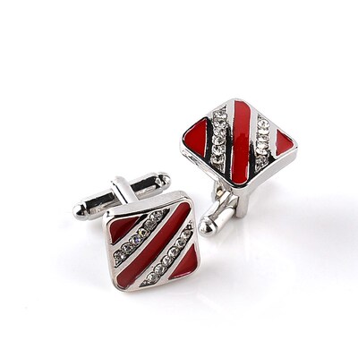 New Fashion Two-color Square Simple Cufflinks Mens Red/Black