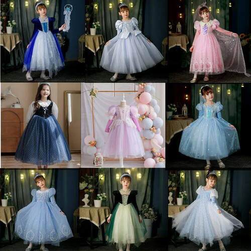 Fancy Costume for Girls Princess Dress Anna Elsa Cosplay