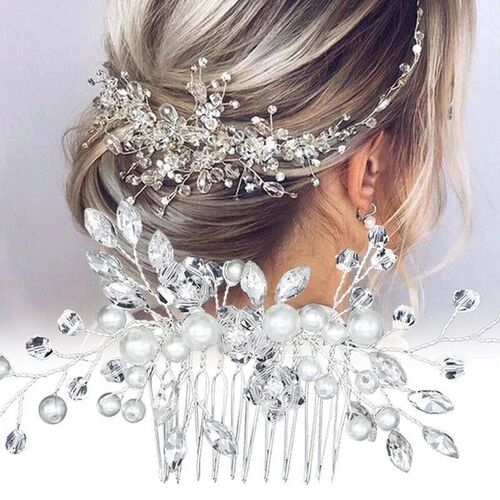 Crystal Pearl Tiaras Barrettes Hair Clips Hair Combs for Wed