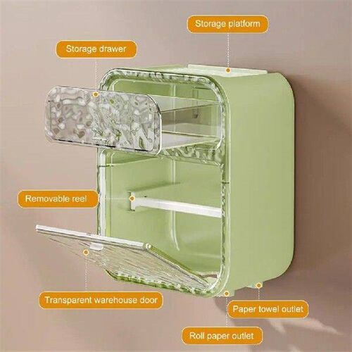 Waterproof Storage Rack Paper Dispenser Sturdy Wall-mounted