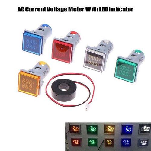 22mm AC Square Mini Digital Current Voltmeter Meter With