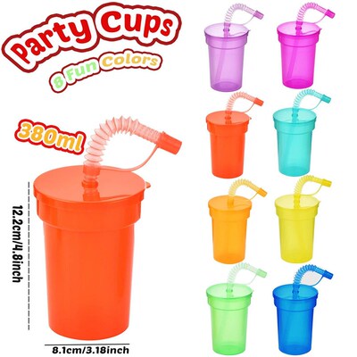 Neon Sipper Cups - Colorful, Spill-Proof Cups with Lids and