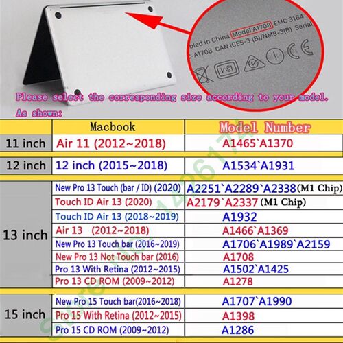 适用于Macbook A3113 A3114 A2681 A2941 A2779 A2780 A2992 Case