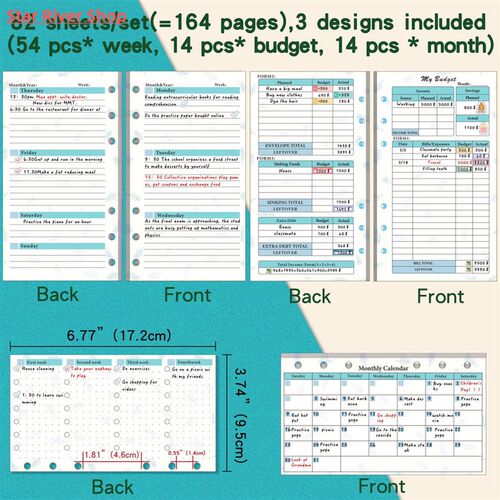 6 hole Loose-leaf Weekly Notes Planner Refill Diary Journal