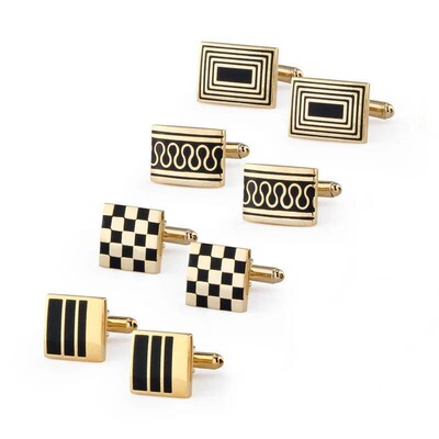 4 Pair Cufflinks For Mens With Gift Box Man Shirt Cufflinks