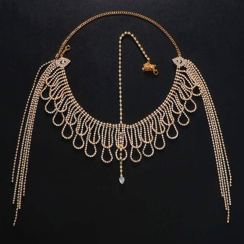 Multilayer Rhinestone Fringe Head Chain Forehead Headband In