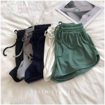 Ice Silk Threaded Shorts Womens Summer Loose Tight Waist Wi