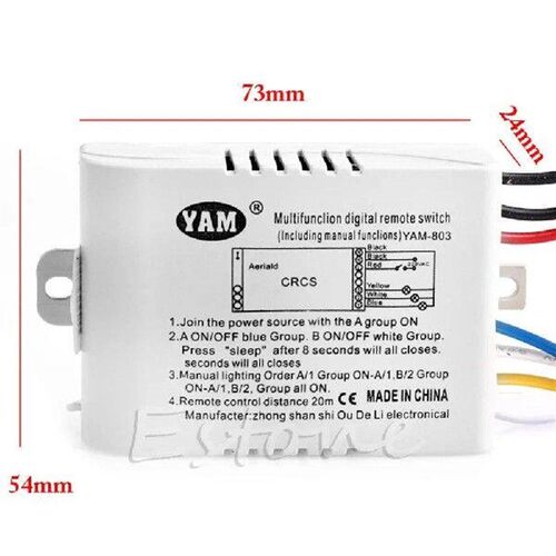 220V 1/2/3 Ways Wireless ON/OFF Lamp Remote Control Switch