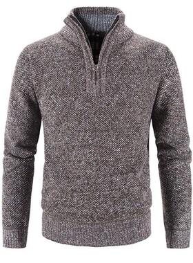 Winter Mens Fleece Thicker Sweater Half Zipper Turtleneck W