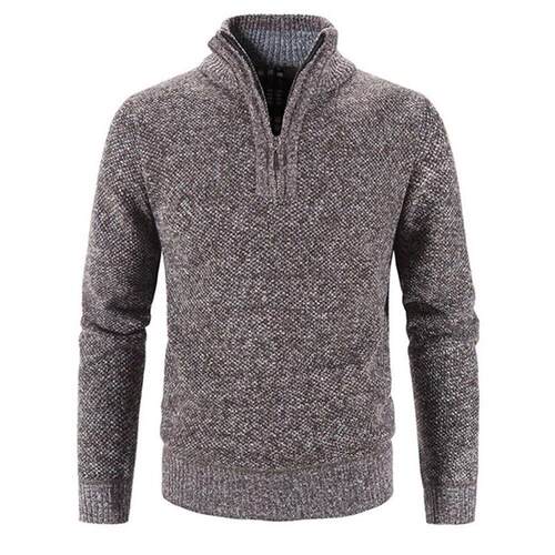 Winter Mens Fleece Thicker Sweater Half Zipper Turtleneck W