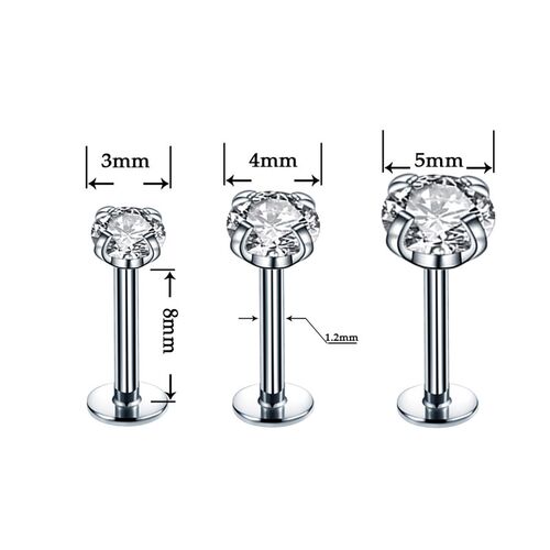 18Piece Stainless Steel Crystal Tragus Earring Set 16G Shiny