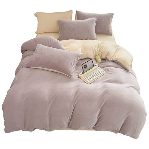 Four-piece Bed Set, Single Thick Double-sided Coral Velvet D