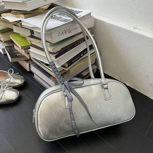 Large Capacity Silver Bag Women Portable Pillow Bag All-Matc