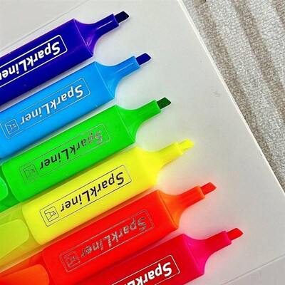 6pcs Neon Highlighter Pen Set  Chisel Tip Markers with Qui
